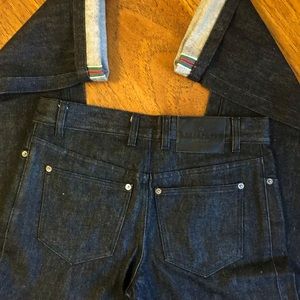 GUCCI ❤️💚🖤 black jeans w/signature cuff stripes never worn 6 US/42 IT